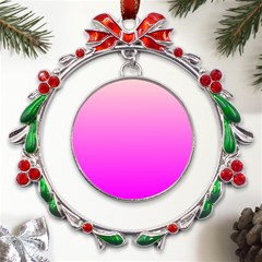 Gradient Pink - Pastel Yellow Pink Rosa Metal X mas Wreath Ribbon Ornament