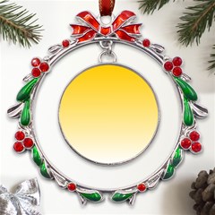 Gradient  Green, Yellow Metal X mas Wreath Ribbon Ornament by 2607694c