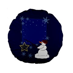 Snowman Standard 15  Premium Flano Round Cushions