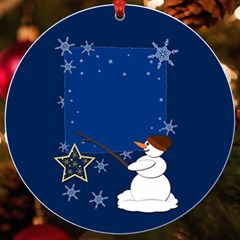 Snowman Uv Print Acrylic Ornament Round