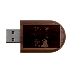 Snowman Wood Oval Usb Flash Drive