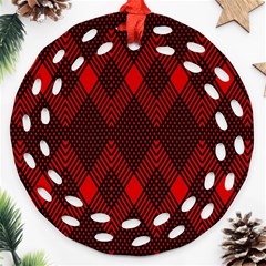 Muster Rot Schwarz Ornament (round Filigree) by 2607694c