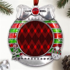 Muster Rot Schwarz Metal X mas Ribbon With Red Crystal Round Ornament by 2607694c