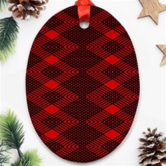 Pattern Black Red Ornament (oval)