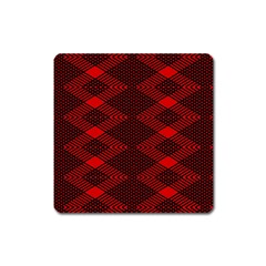 Pattern Black Red Square Magnet by 2607694c