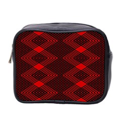 Pattern Black Red Mini Toiletries Bag (two Sides) by 2607694c