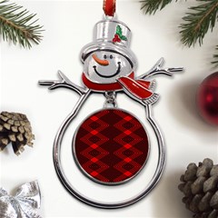 Pattern Black Red Metal Snowman Ornament