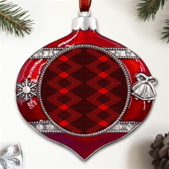 Pattern Black Red Metal Snowflake And Bell Red Ornament