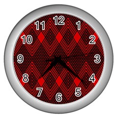 Pattern Red Black, Wall Clock (silver) by 2607694c