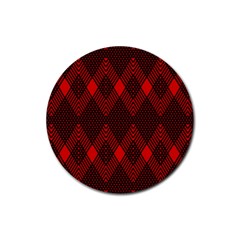 Pattern Red Black, Rubber Round Coaster (4 Pack) by 2607694c