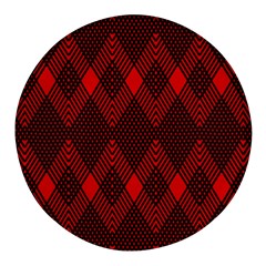 Pattern Red Black, Round Glass Fridge Magnet (4 Pack) by 2607694c