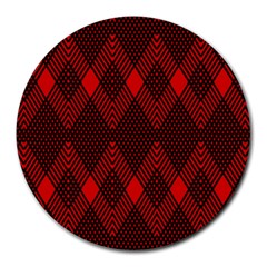 Pattern, Red, Black,  Round Mousepad by 2607694c