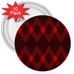 Pattern, Red, Black,  3  Buttons (10 Pack)  by 2607694c