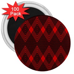 Pattern, Red, Black,  3  Magnets (100 Pack) by 2607694c