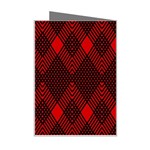 pattern, red, black,  Mini Greeting Card Right