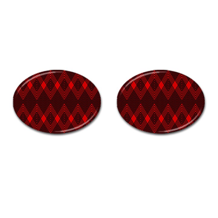 pattern, red, black,  Cufflinks (Oval)