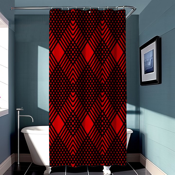 pattern, red, black,  Shower Curtain 36  x 72  (Stall) 