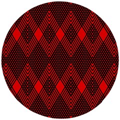 Pattern, Red, Black,  Wooden Puzzle Round by 2607694c