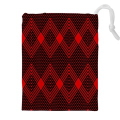 Pattern, Red, Black,  Drawstring Pouch (4xl) by 2607694c