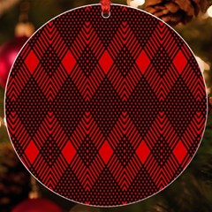 Pattern, Red, Black,  Uv Print Acrylic Ornament Round by 2607694c