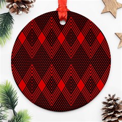 Muster Rot Rot Schwarz Ornament (round) by 2607694c