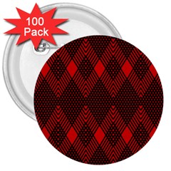 Muster Rot Rot Schwarz 3  Buttons (100 Pack)  by 2607694c