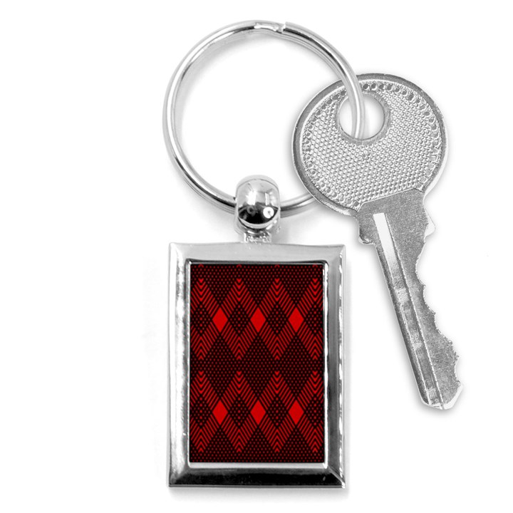 Muster rot rot schwarz Key Chain (Rectangle)