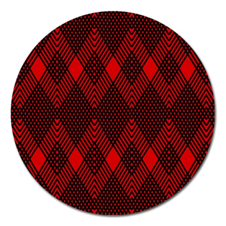 Muster rot rot schwarz Magnet 5  (Round)