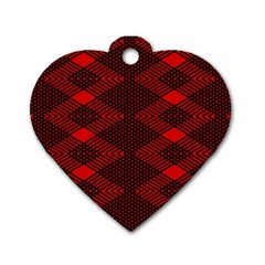 Pattern Rot Schwarz Dog Tag Heart (one Side) by dedoma