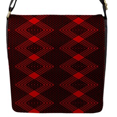 Pattern Rot Schwarz Flap Closure Messenger Bag (s) by dedoma