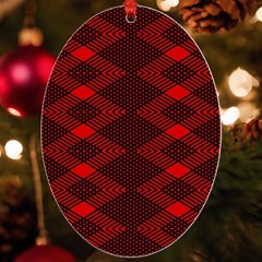 Pattern Rot Schwarz Uv Print Acrylic Ornament Oval by dedoma