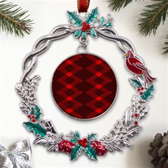 Pattern Rot Schwarz Metal X mas Wreath Holly Leaf Ornament