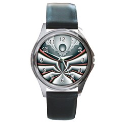 Fractal Grau Round Metal Watch by dedoma