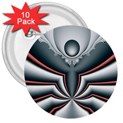 Fractal Grau 3  Buttons (10 Pack)  by dedoma