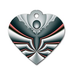 Fractal Grau Dog Tag Heart (one Side) by dedoma