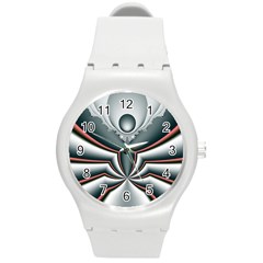 Fractal Grau Round Plastic Sport Watch (m) by dedoma