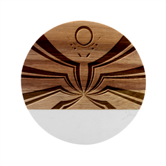 Fractal Grau Marble Wood Coaster (round)