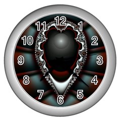 fractal eye Wall Clock (Silver)