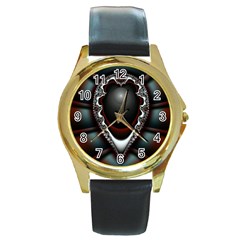 fractal eye Round Gold Metal Watch