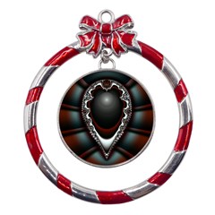 Fractal Eye Metal Red Ribbon Round Ornament by dedoma