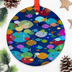 Illustrations Sea Fish Swimming Colors Ornament (round) by anzea