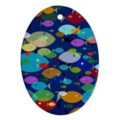 Illustrations Sea Fish Swimming Colors Ornament (oval)