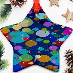 Illustrations Sea Fish Swimming Colors Ornament (star) by anzea