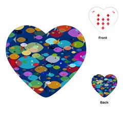 Illustrations Sea Fish Swimming Colors Playing Cards Single Design (heart)