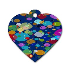 Illustrations Sea Fish Swimming Colors Dog Tag Heart (one Side) by anzea