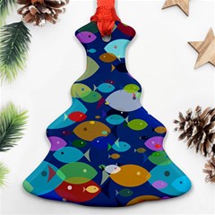 Illustrations Sea Fish Swimming Colors Christmas Tree Ornament (two Sides)