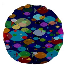 Illustrations Sea Fish Swimming Colors Large 18  Premium Round Cushions