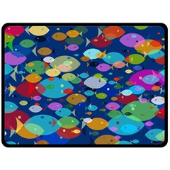 Illustrations Sea Fish Swimming Colors Two Sides Fleece Blanket (large) by anzea