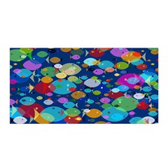 Illustrations Sea Fish Swimming Colors Satin Wrap 35  X 70 