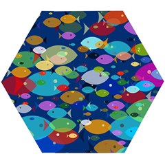 Illustrations Sea Fish Swimming Colors Wooden Puzzle Hexagon by anzea